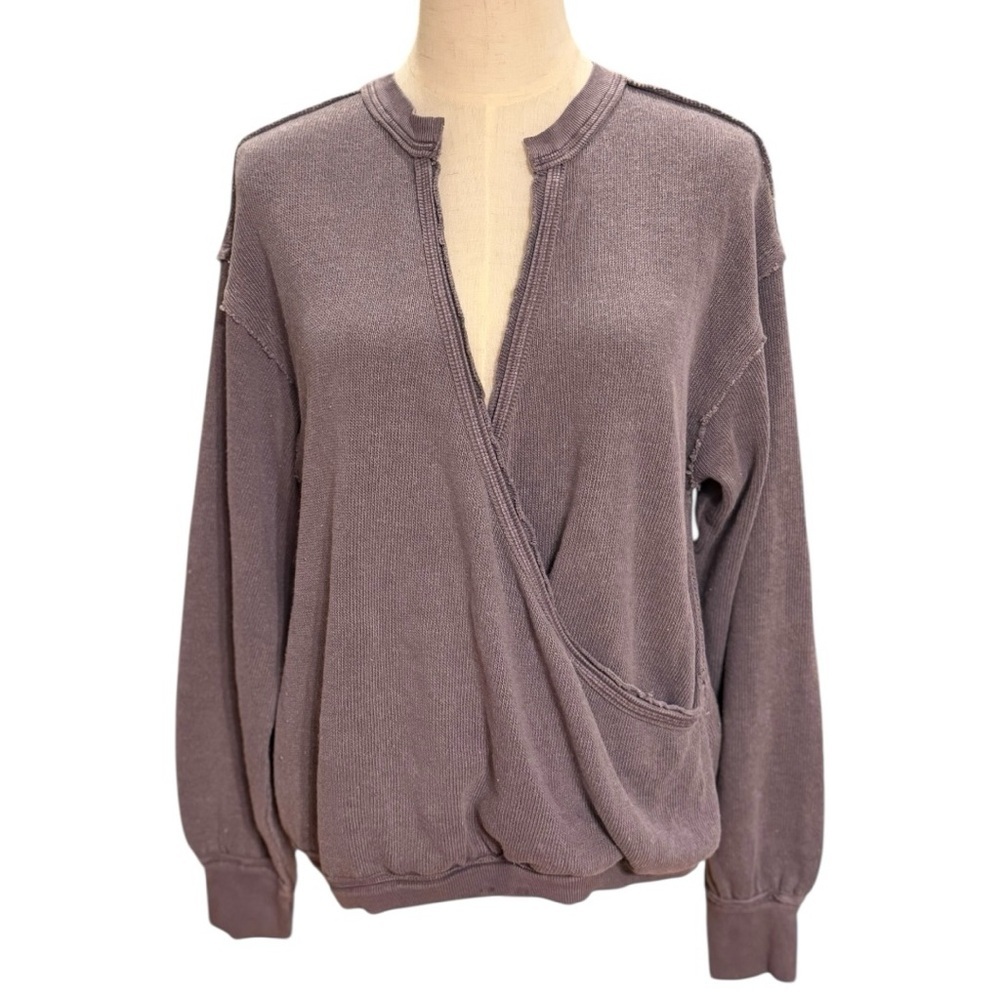 Free People We The Free Surplice Wrap Sweatshirt XS NWT Oversized